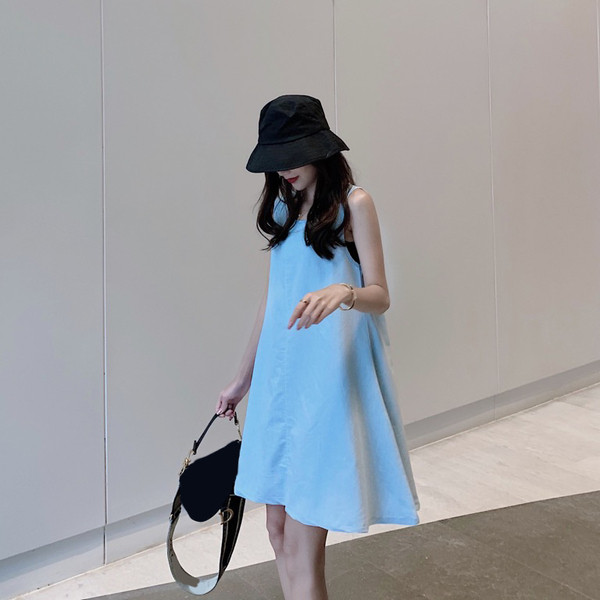 Rochie casual dama model lat cu decolteu O in albastru