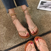 Sandale de dama actuale cu sireturi de culoare maro