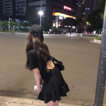 Rochie casual dama croiala in gri si negru