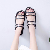 Sandale de dama actuale cu bretele din silicon in negru si roz