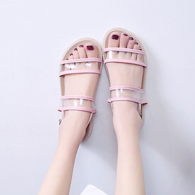 Sandale de dama actuale cu bretele din silicon in negru si roz