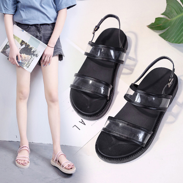 Sandale de dama actuale cu bretele din silicon in negru si roz