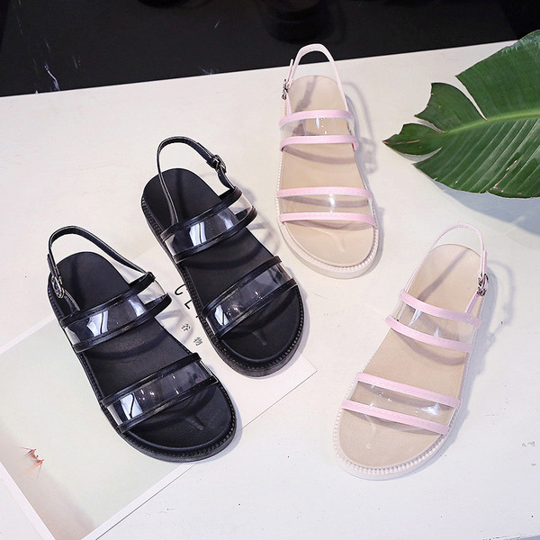 Sandale de dama actuale cu bretele din silicon in negru si roz