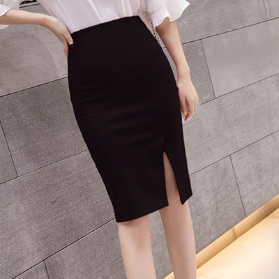 Fusta de dama eleganta, cu talie inalta si crapata in rosu, gri si negru