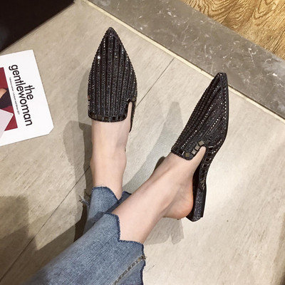 Γυναικείες κομψές παντόφλες με πέτρες σε δύο χρώματα