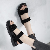 Sandale casual dama cu petice in negru si roz