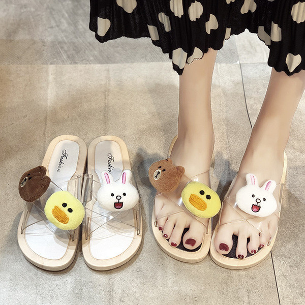 Papuci dama cu bretele din silicon si decor 3D in doua culori