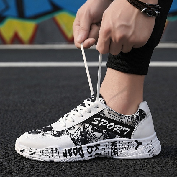 Adidași casual pentru bărbați cu inscripții - în trei culori