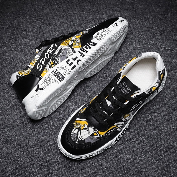 Adidași casual pentru bărbați cu inscripții - în trei culori