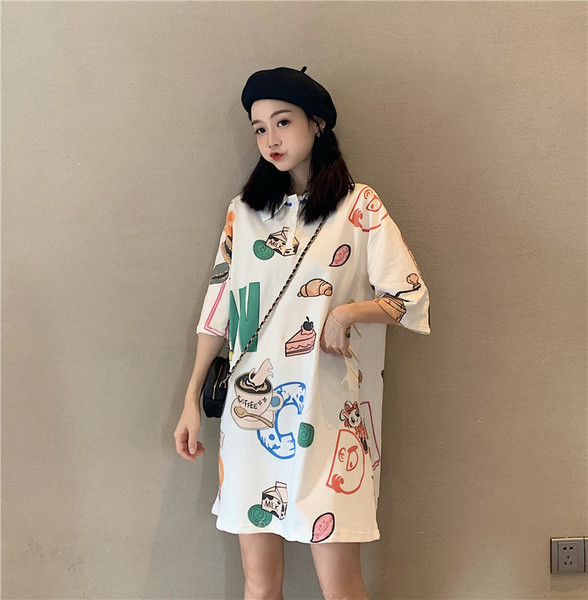 Tricou dama cu aplicatie colorata - model lung in alb