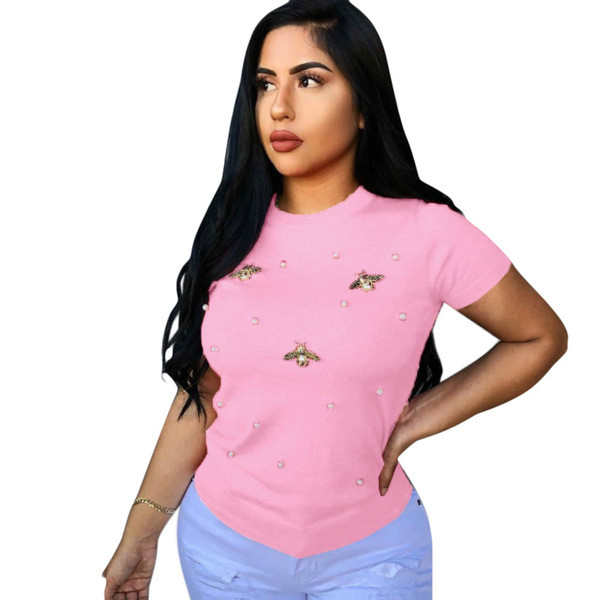 bluza de dama cu decor si perle in mai multe culori