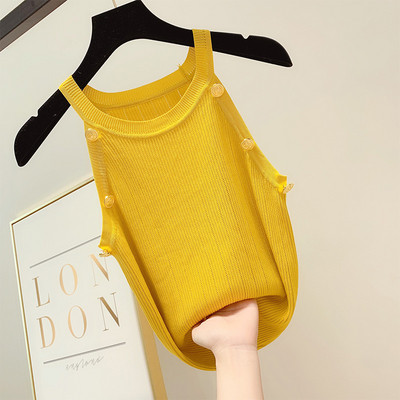 Модерен дамски потник с метална декорация в няколко цвята