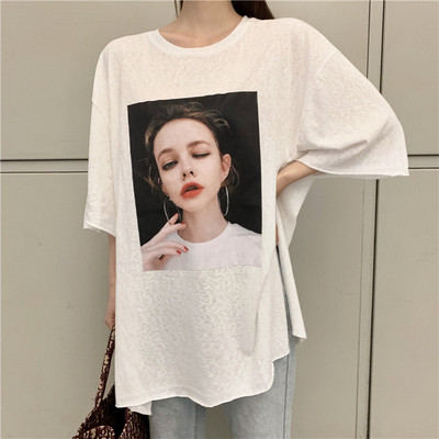 Tricou larg de dama cu aplicare de culoare in trei culori