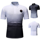 Tricou barbatesc modern cu guler in culori irizate