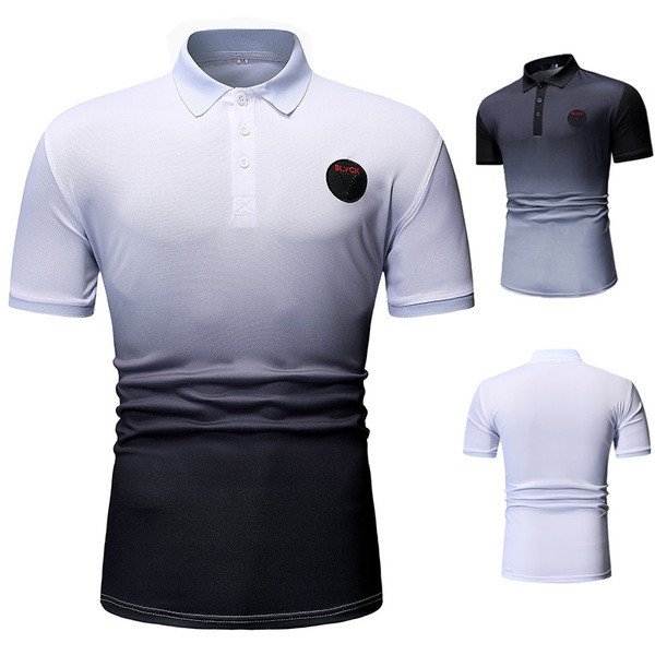 Tricou barbatesc modern cu guler in culori irizate