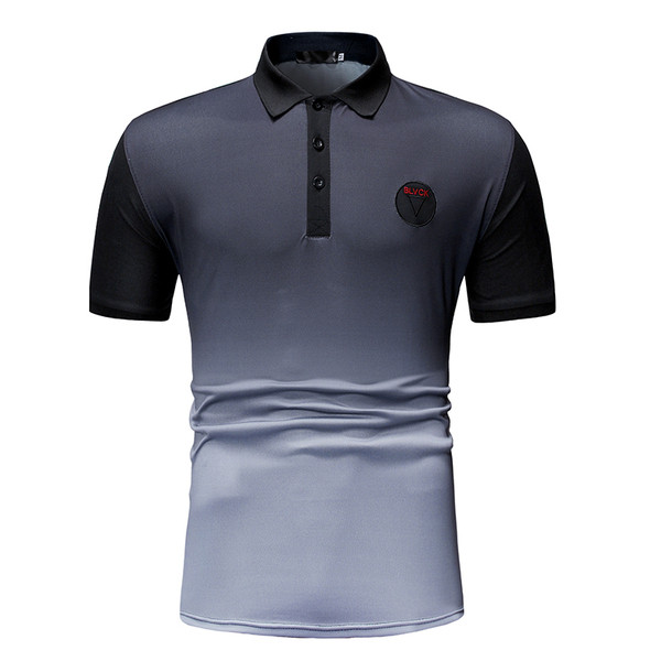 Tricou barbatesc modern cu guler in culori irizate