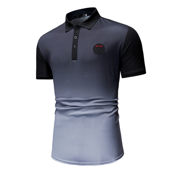 Tricou barbatesc modern cu guler in culori irizate