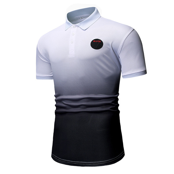 Tricou barbatesc modern cu guler in culori irizate