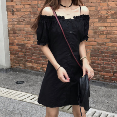 Rochie casual de dama cu nasturi si maneci scurte