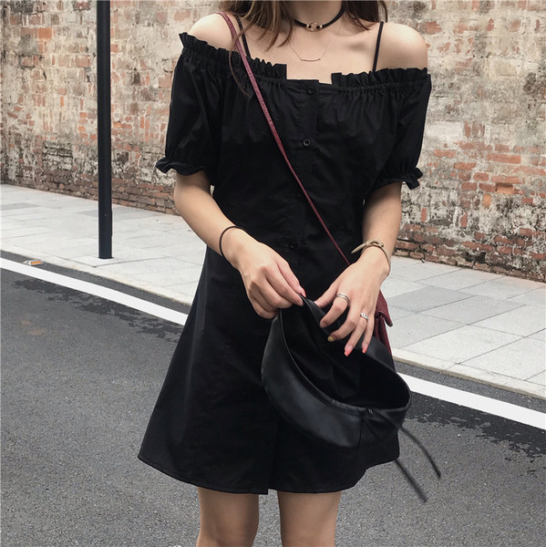 Rochie casual de dama cu nasturi si maneci scurte