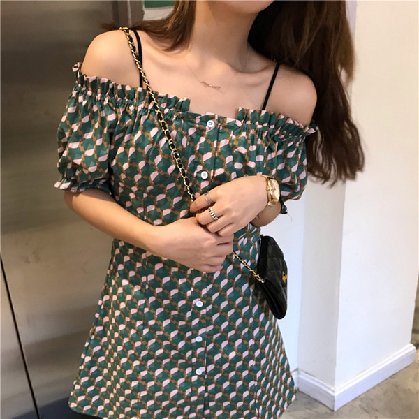 Rochie casual de dama cu nasturi si maneci scurte