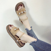 Sandale de damă moderne cu pietre în negru și maro