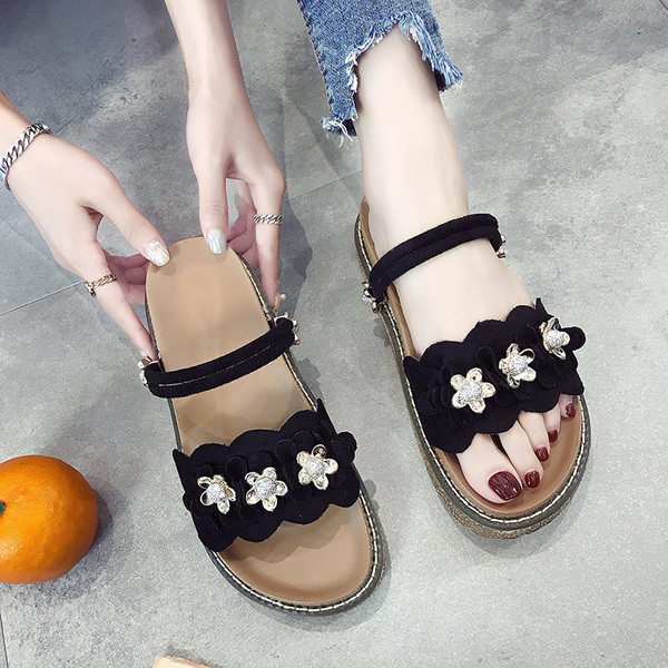 Sandale de damă moderne cu pietre în negru și maro