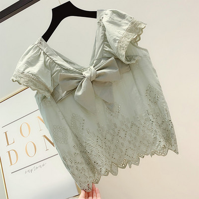 Bluză de damă modernă cu panglică în trei culori