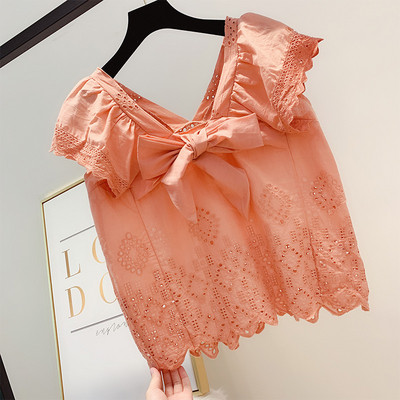 Bluză de damă modernă cu panglică în trei culori