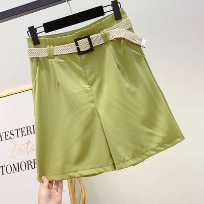 Pantaloni de dama cu talie inalta si curea in trei culori