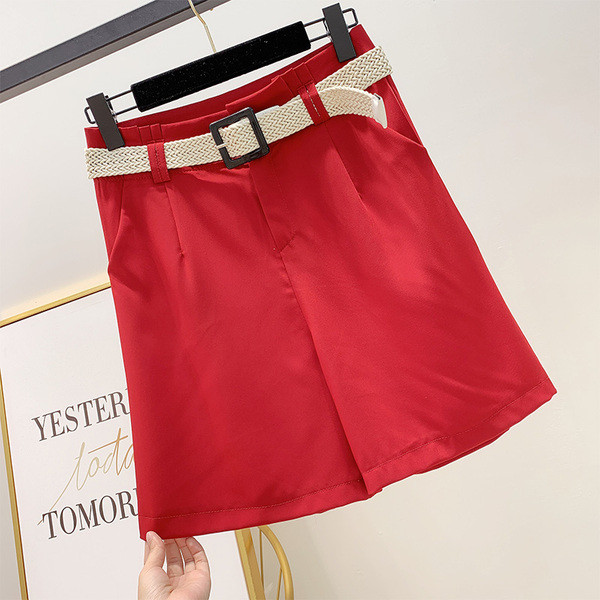 Pantaloni de dama cu talie inalta si curea in trei culori