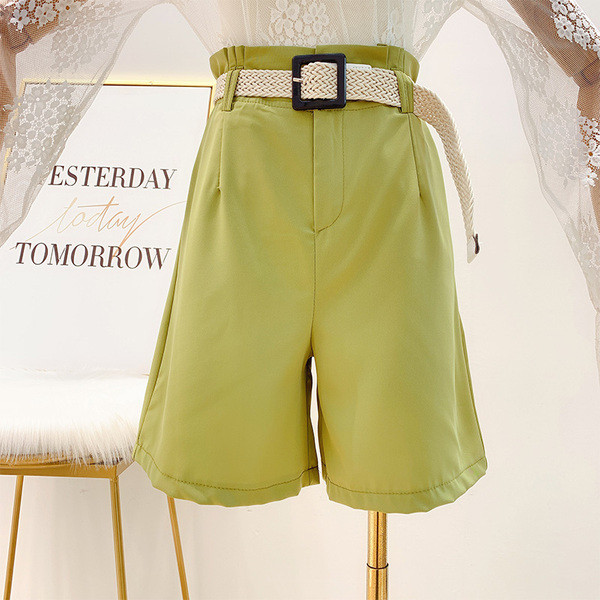 Pantaloni de dama cu talie inalta si curea in trei culori