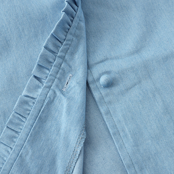 Rochie moderna lunga din denim cu bretele subtiri in doua culori