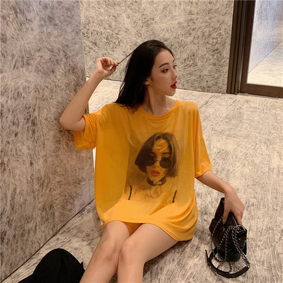 Tricou casual dama cu aplicatie - model lung