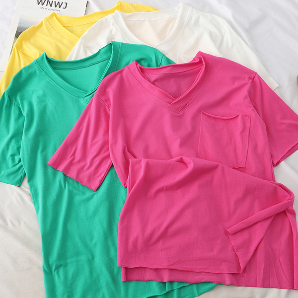 Tricou casual dama cu buzunar in mai multe culori