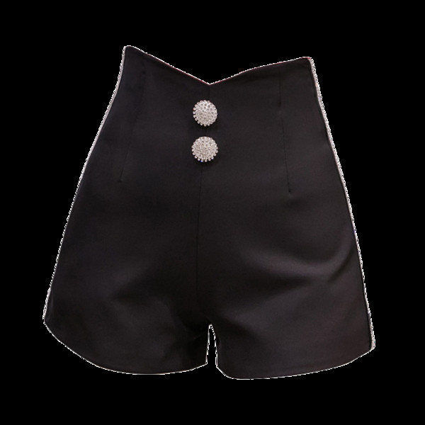 Pantaloni scurti eleganti de dama cu nasturi in alb si negru