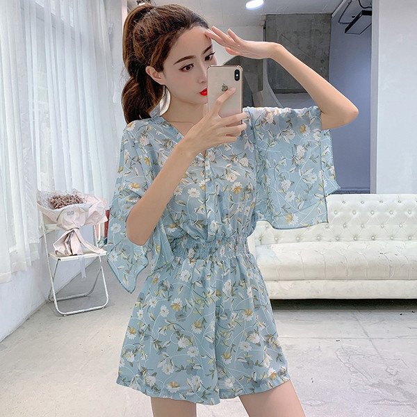 Salopeta de vara dama cu maneci largi si model floral