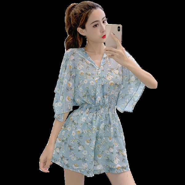 Salopeta de vara dama cu maneci largi si model floral