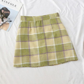 Fusta de dama in carouri moderna cu talie inalta in mai multe culori