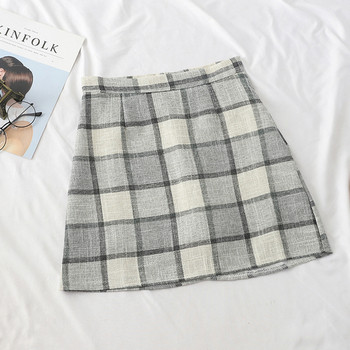 Fusta de dama in carouri moderna cu talie inalta in mai multe culori