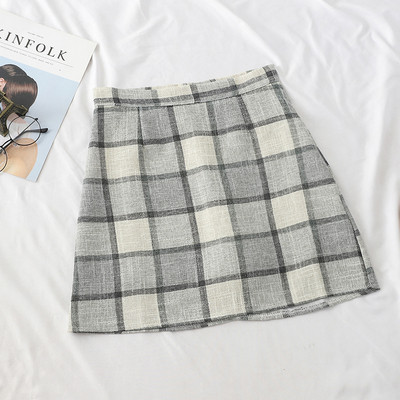 Fusta de dama in carouri moderna cu talie inalta in mai multe culori