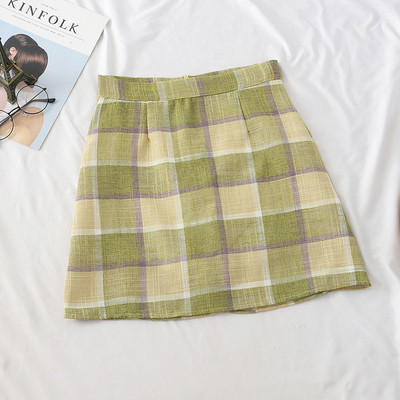 Fusta de dama in carouri moderna cu talie inalta in mai multe culori