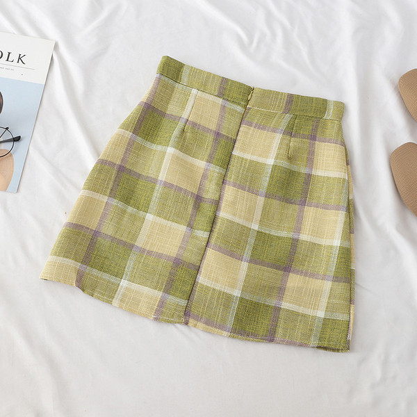 Fusta de dama in carouri moderna cu talie inalta in mai multe culori