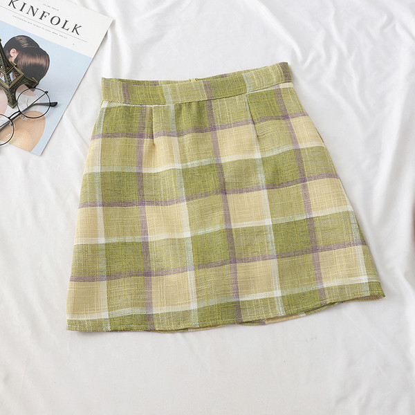 Fusta de dama in carouri moderna cu talie inalta in mai multe culori