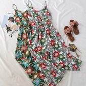 Γυναικεία ολόσωμη φόρμα  με floral μοτίβα σε δύο χρώματα