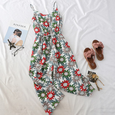 Γυναικεία ολόσωμη φόρμα  με floral μοτίβα σε δύο χρώματα