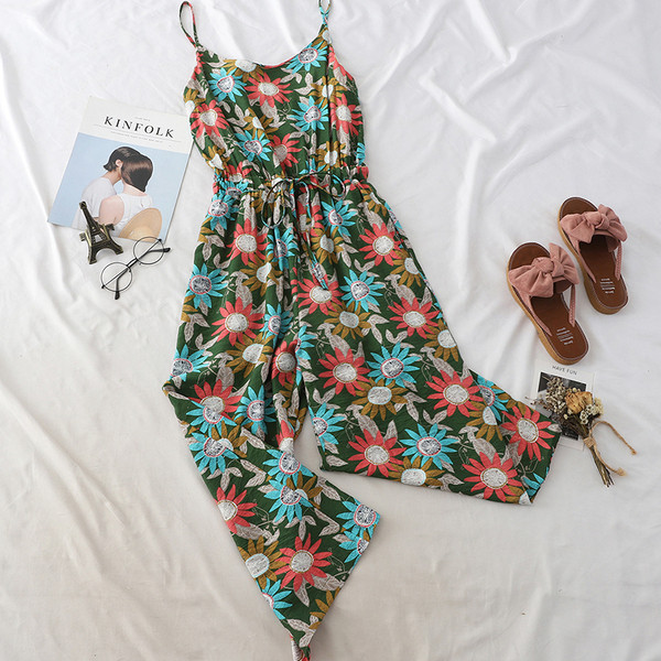 Γυναικεία ολόσωμη φόρμα  με floral μοτίβα σε δύο χρώματα