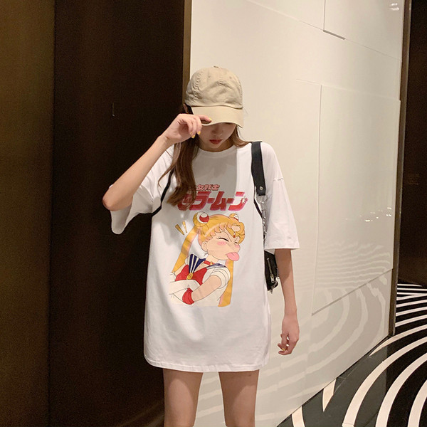 Tricou dama model larg cu aplicare de culoare alb-negru