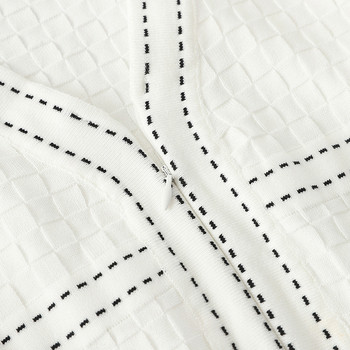 Rochie elegantă de damă, cu decolteu în V și mâneci scurte, în alb-negru