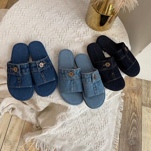 Papuci de damă din denim în trei culori